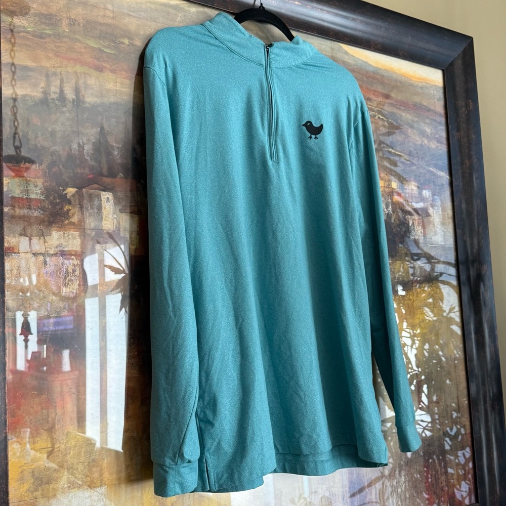Bad Birdie Men's Velocity Pullover Golf Quarter Zip teal Heather Large